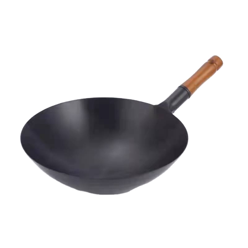 From 32cm to 70cm Carbon Steel Chinese Wok Pan for Restaurant and School with Wooden Lid From Factory Commercial Wok