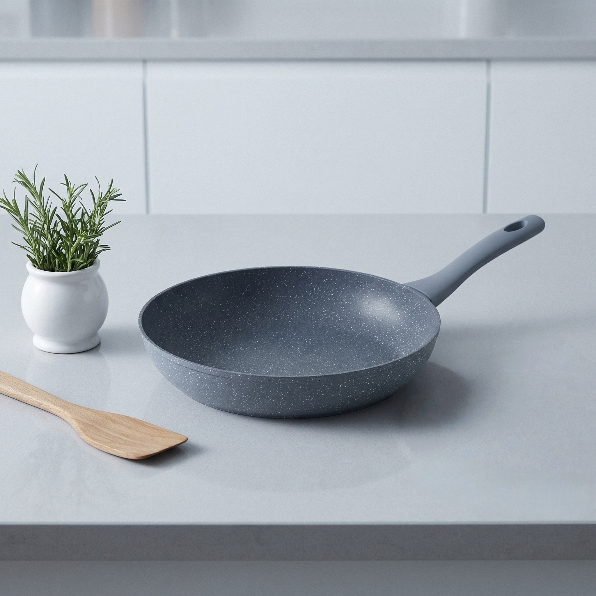 Kitchen Cooking Custom Logo Non-Stick Fry Pan Aluminum Induction Base Marble Coating Durable Cookware Frying Pans