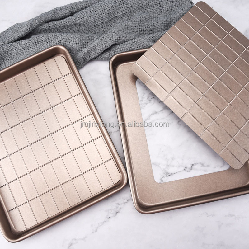 Rectangular 60 Grids Baking Pan Non-stick Snowflake Pastry Bakeware with Live Bottom Cake Mold