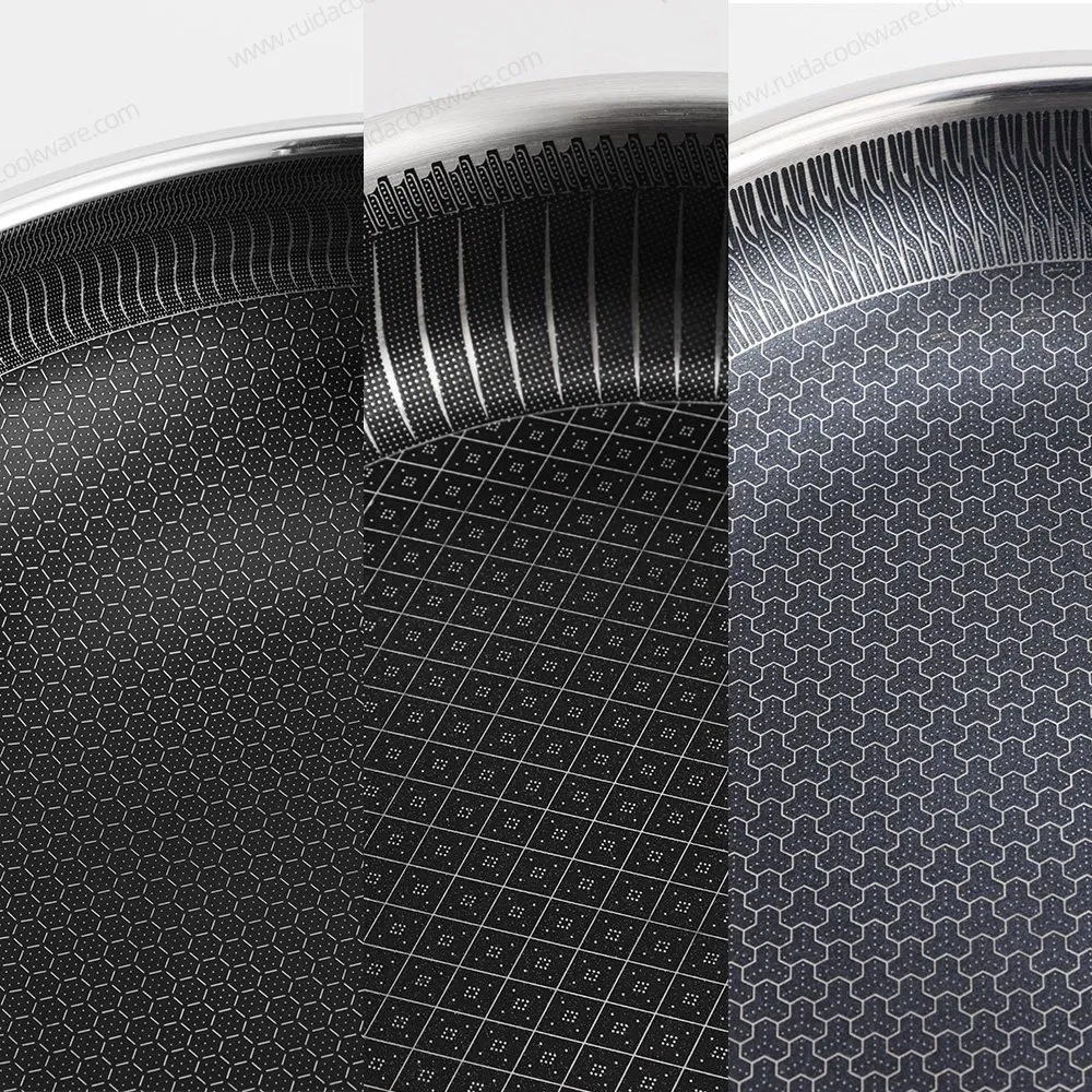 New Products High Quality Tri-Ply Stainless Steel Non-Stick Cookware with Honeycomb Coating