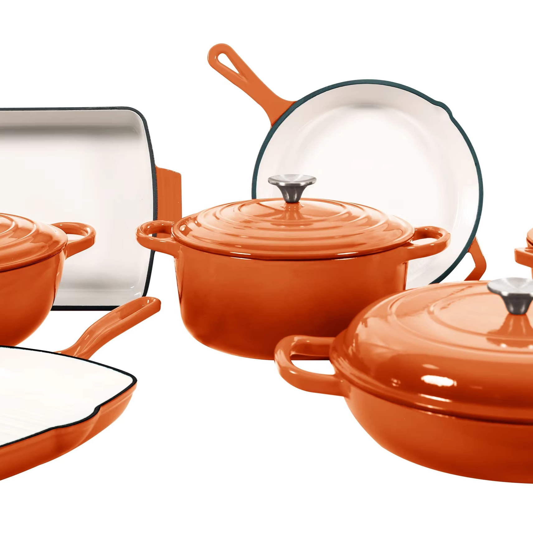 Cast Iron Multicolor Enamel Casserole Cookware Soup Stock Shallow Seafood Cooking Pots Metal Material