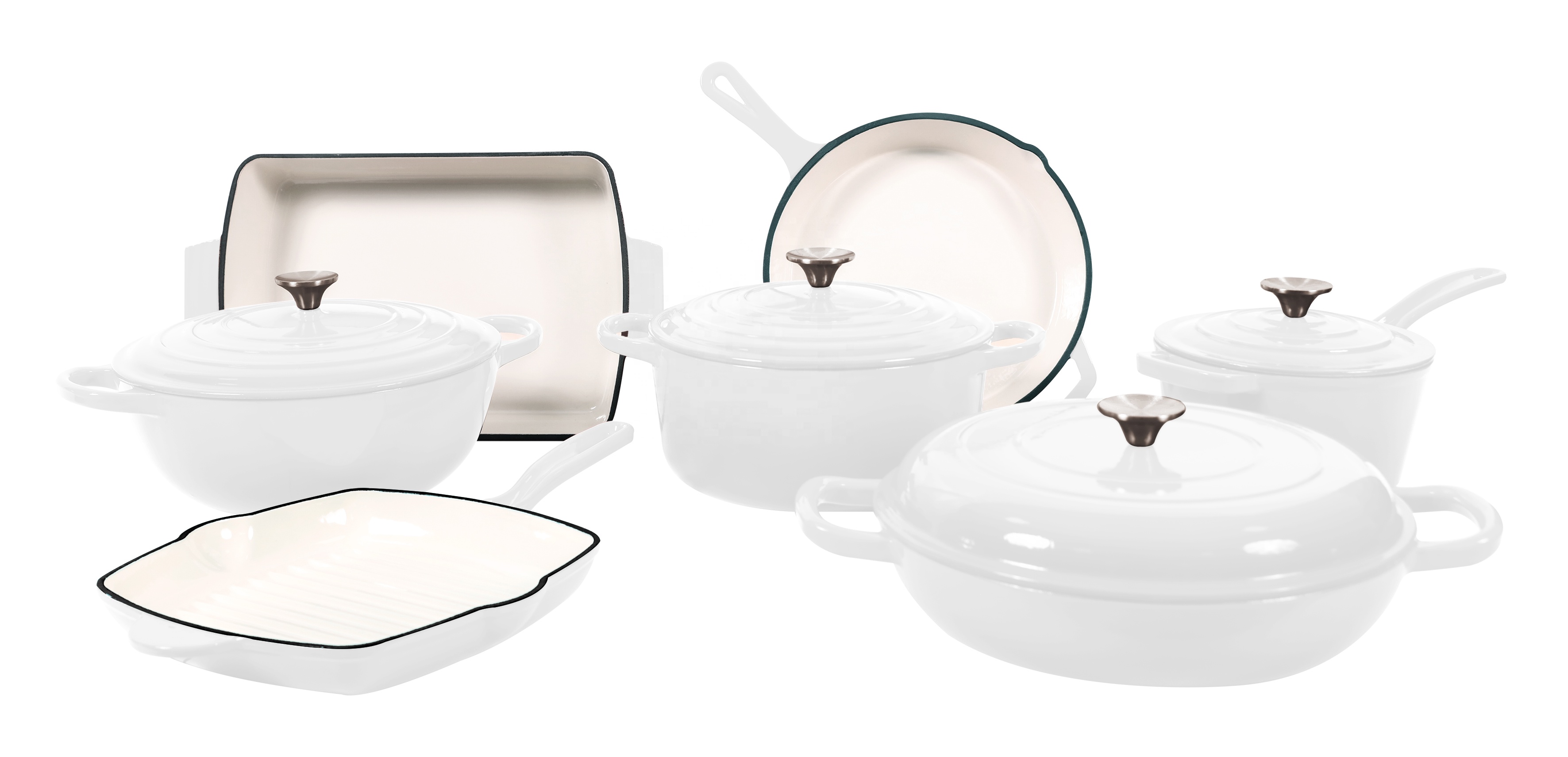 Cast Iron Multicolor Enamel Casserole Cookware Soup Stock Shallow Seafood Cooking Pots Metal Material