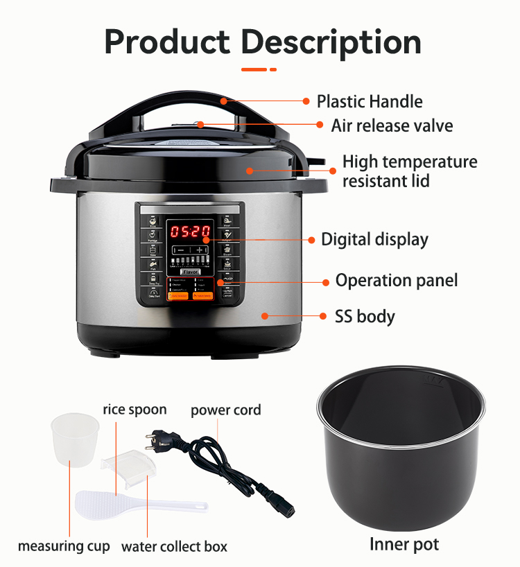 New Design Stainless Steel Non-stick Coating Inner Pot Commercial Multi Function Cookware Professional Pressure Cooker