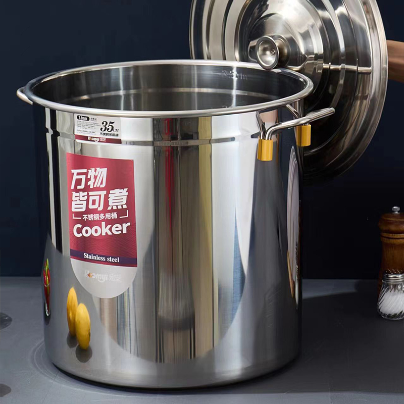 Hot Sale Stainless Steel Heavy Duty Cooking Pot Large Capacity Bouillon and Soup Pots Tall Cooking Pot Soup Bucket