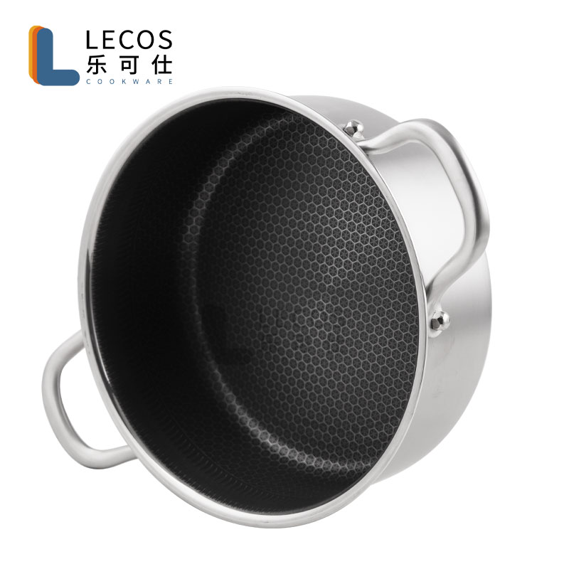 LECOS Professional Vendor Kitchen Accessories Set 8 Piece Cooking Pots Set Fry Pan Nonstick Coating Stainless Steel Cookware Set