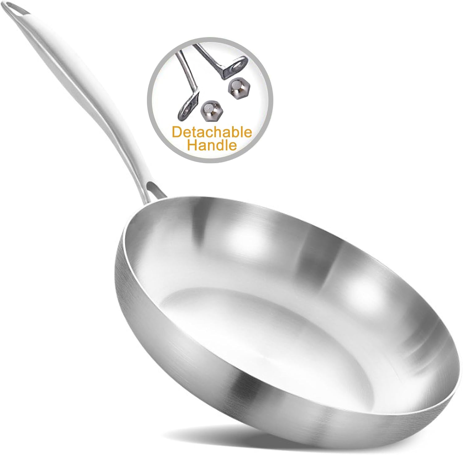 26cm Stainless Steel Frying Pan, Commercial Grade Skillet, Restaurant Kitchen Cookware