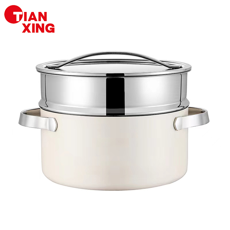 Tianxing Enamel Coating Casserole Triply Stainless Steel Cookware Soup Warmer Pot Stock Pot Non Stick Cooking Pot Set