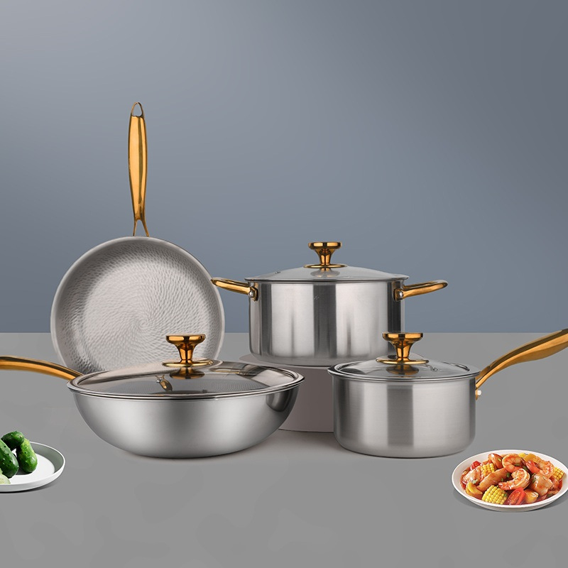 Multi Size Stainless Steel Traditional Woks Set 20L Capacity for Frying Roasting Stir Fry Cooking Gas Induction Compatible
