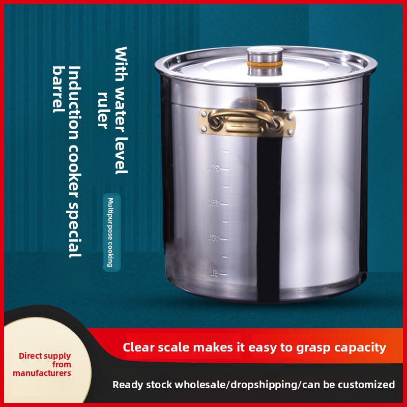 Commercial Restaurant Induction Cooker Modern Compatible Stainless Steel Soup Stock Pots Multi-Purpose Bucket Wholesale