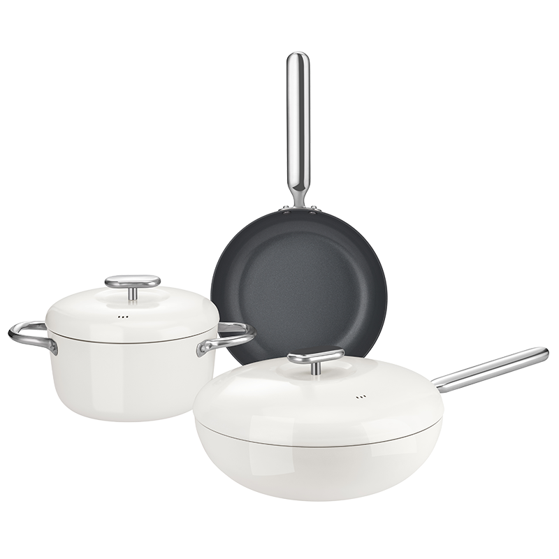 Wholesale Eco-Friendly 3-Piece Non-Stick Cookware Set Durable ADC12 Aluminum Alloy Ceramic Coating Aluminum Home Cooking Custom