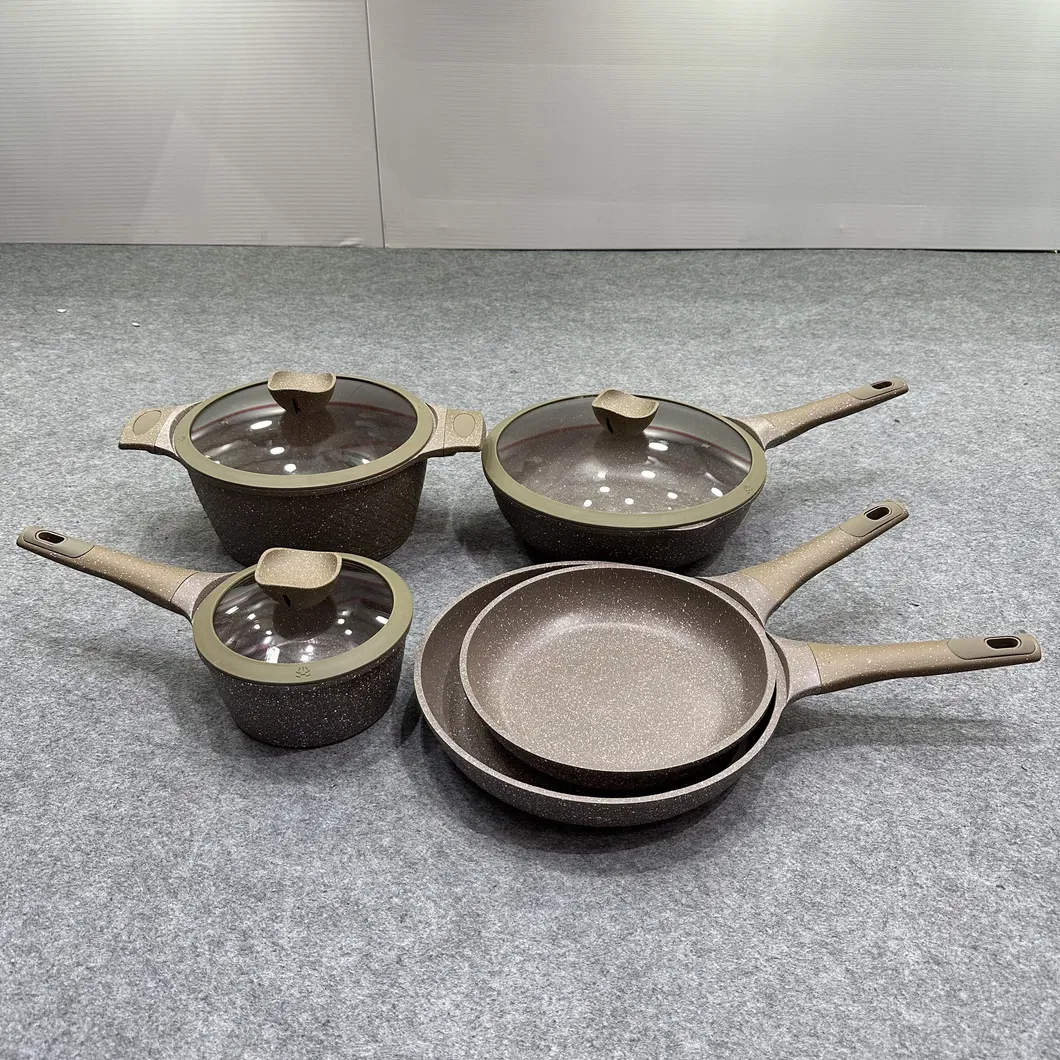 Hot Sale Aluminum Wok Non-Stick Saucepan Marble Granite Cooking Casserole Steamer Cookware