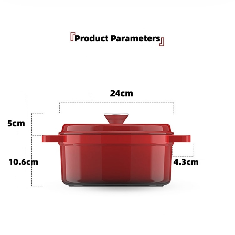 Certified Quality OEM 24cm Eco-friendly Non-toxic Imported Enamel Coating Cast Iron Dutch Oven