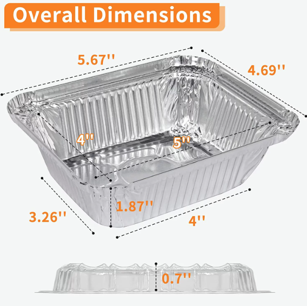 2.25LB Biodegradable Food Grade Foil Tray Aluminium Take Away Prefabricated Vegetable Packaging Food Packaging Foil Container