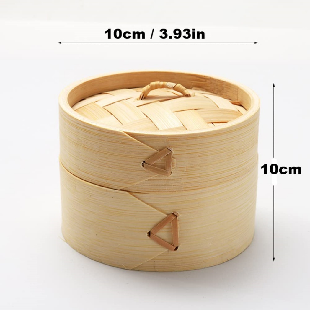 Commercial-Grade 7" Bamboo Steamer Basket Heat Resistant Cookware for Asian Cuisine Chef