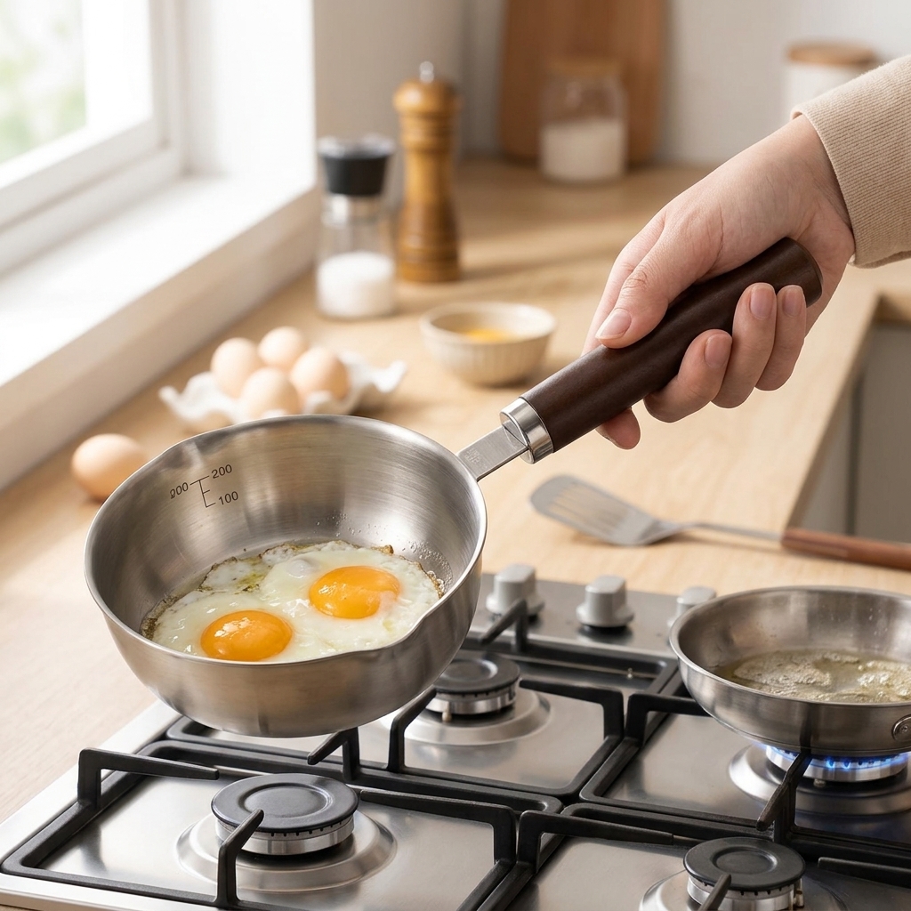 304 Stainless Steel 13cm Mini Omelette Pan Egg Frying Pan 3 Layers Compound Steel Non Stick Pot Small Cookware Sets With Handle