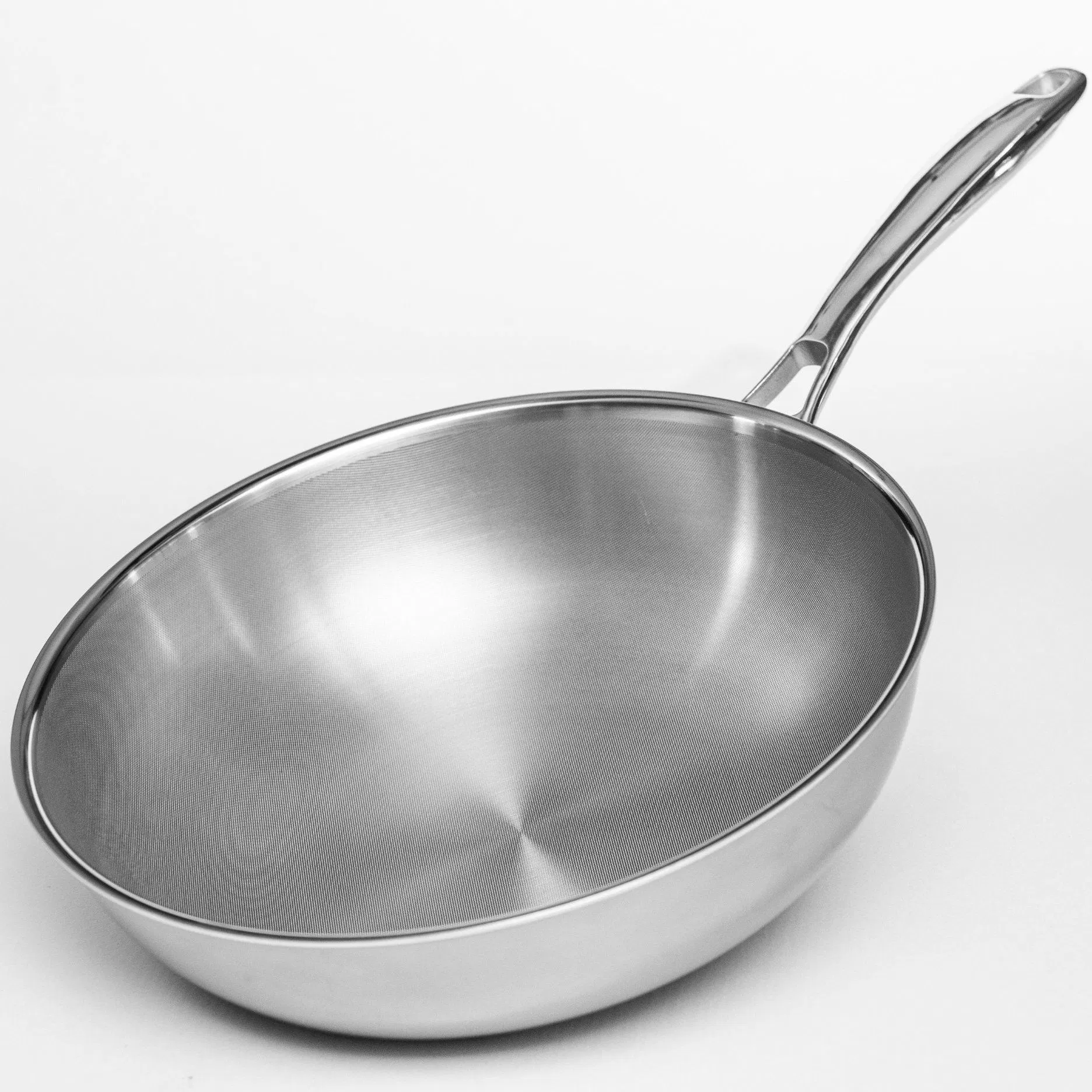 Exclusive Produced Effectively Decreasing Yellowing Microdot Tri-Ply Stainless Steel 28cm Wok Cookware
