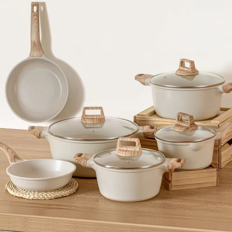Professional Manufacturer Customized Kitchen Cooking Tool Die Cast Casserole Forged Aluminium Pot Non Stick Cookware Sets