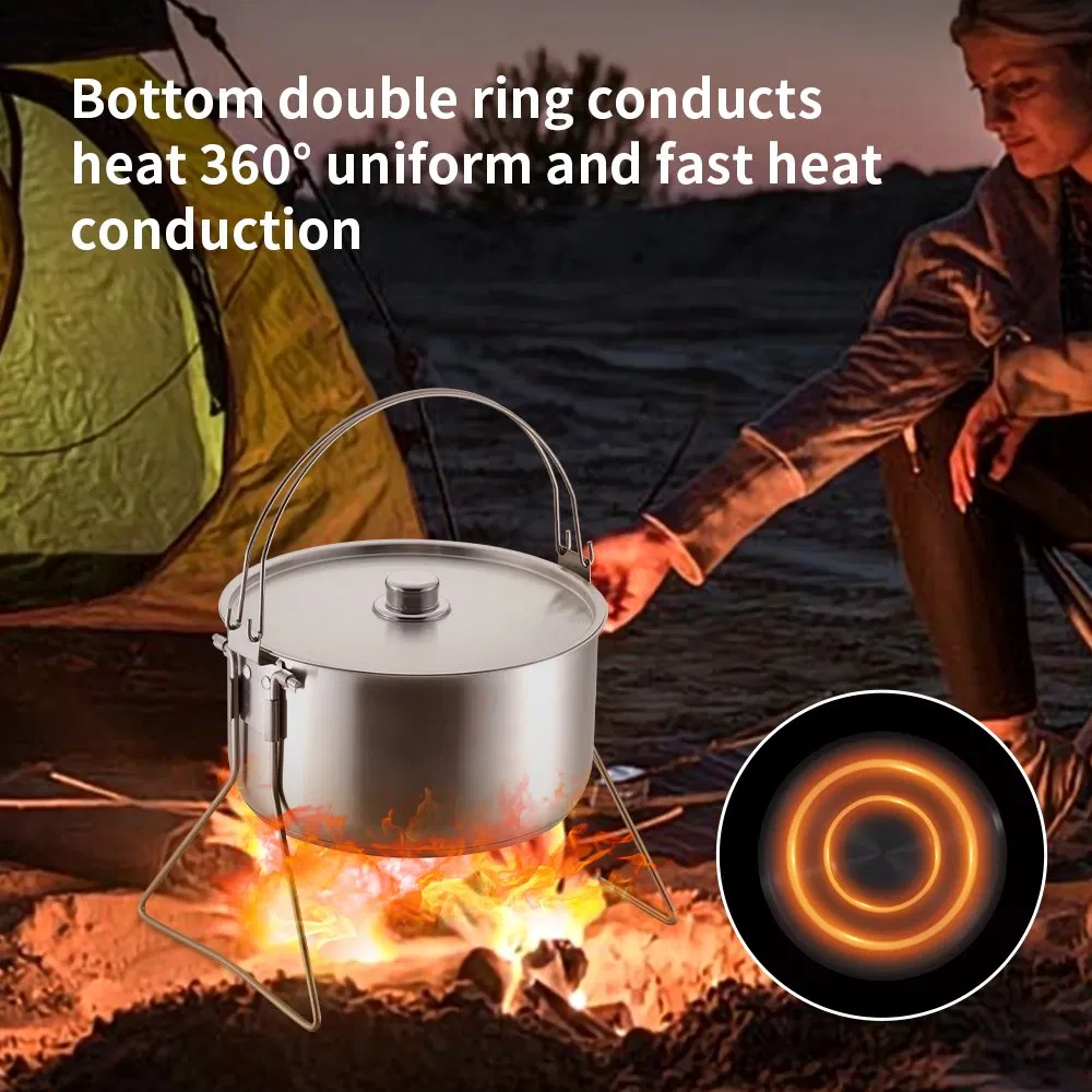 High Quality Easy Clean Stainless Steel Folding Camping Outdoor Cooking Pot Set Camping Cookware Non Stick