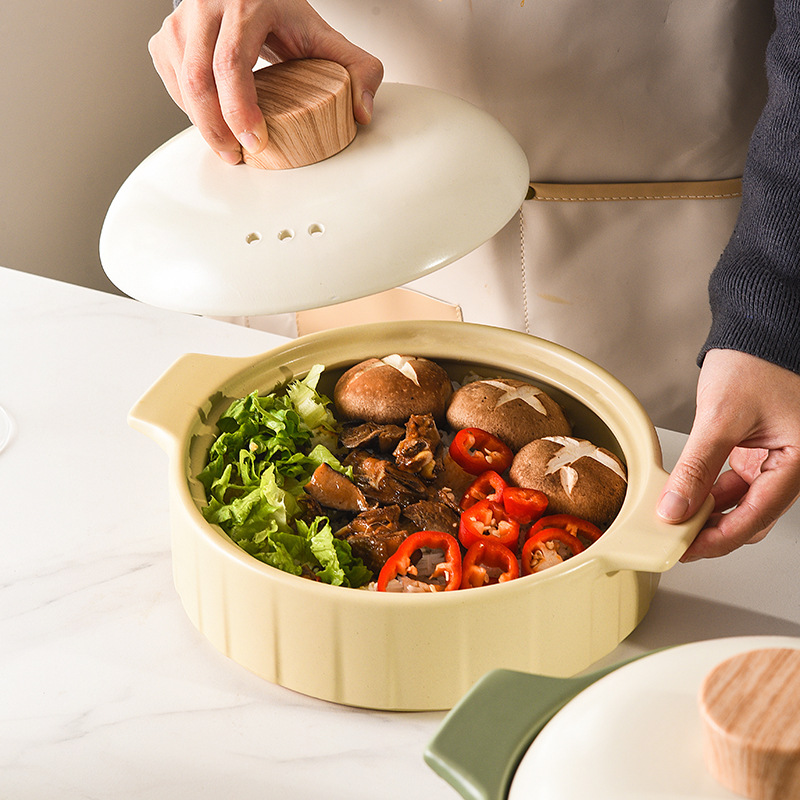 Ceramic Cooking Pot Stock Pot with Lid Small Steam Round Large Ceramic Soup Pots for Restaurant Home