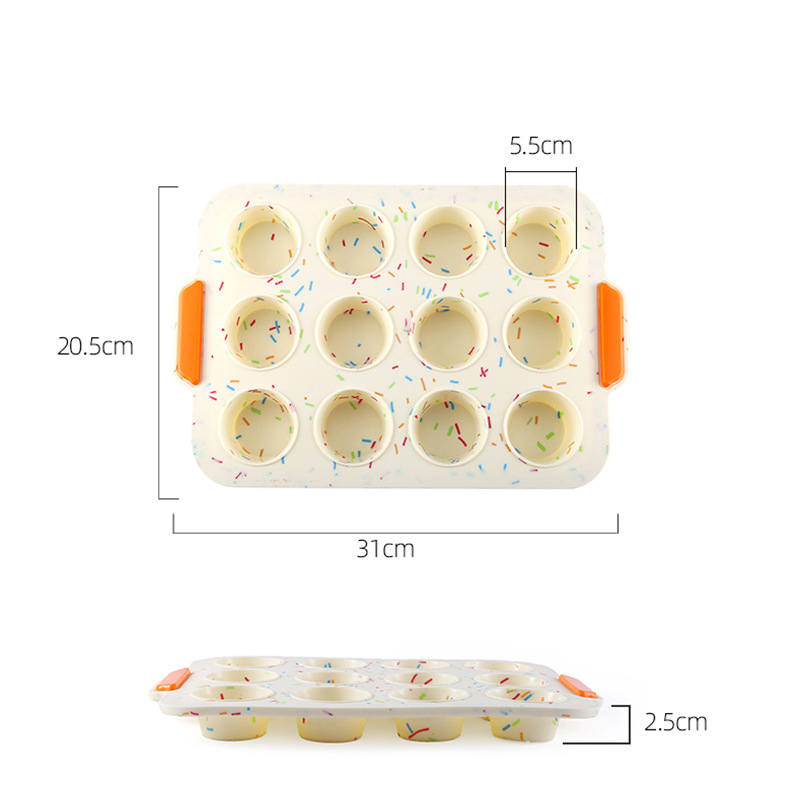 Muffin Baking Mold with Reinforced Stainless Steel Frame Inside 12 Cups Non Stick Bakeware Silicone Mini Muffin Cups Cupcake Pan
