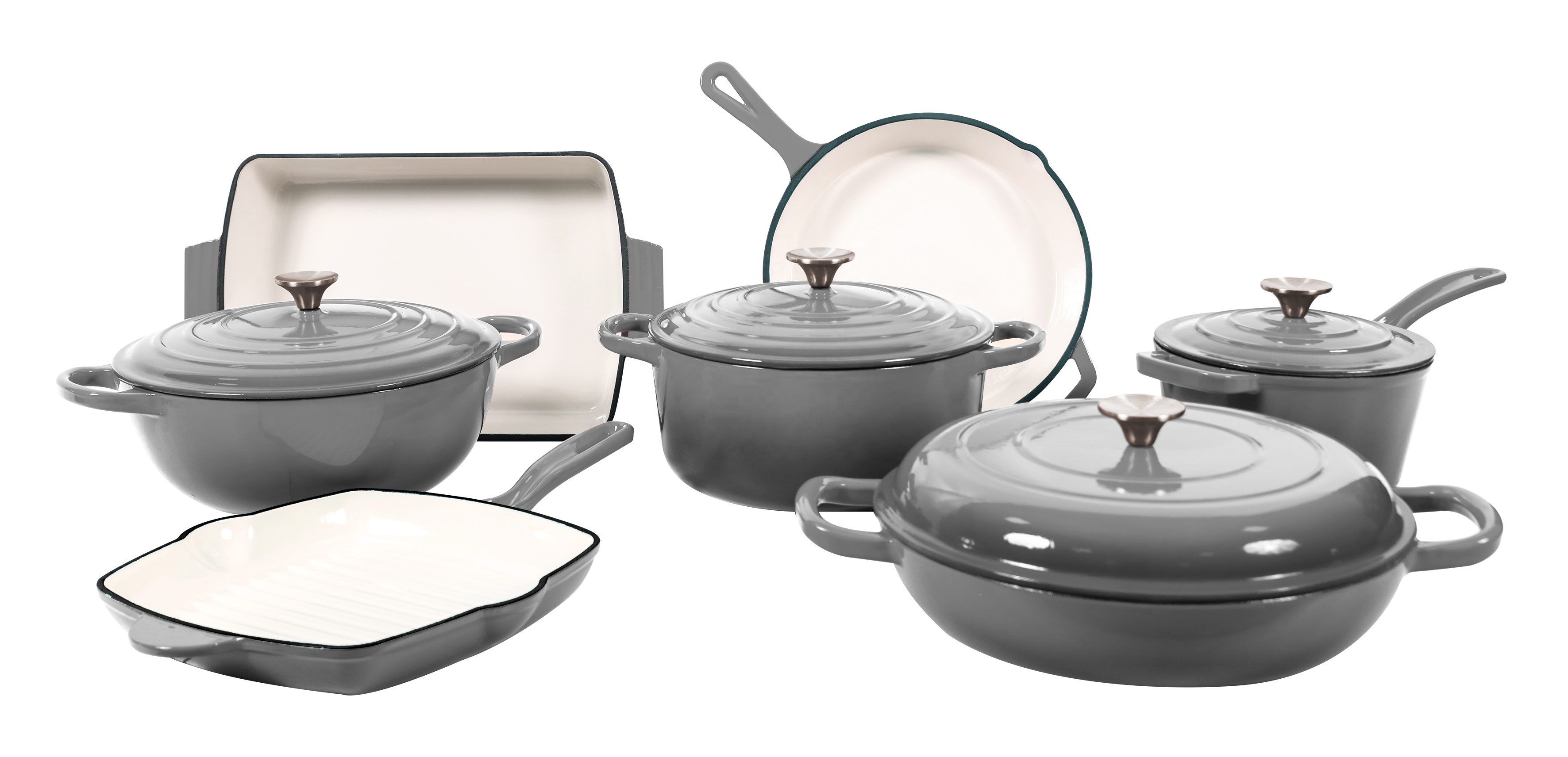 Cast Iron Multicolor Enamel Casserole Cookware Soup Stock Shallow Seafood Cooking Pots Metal Material