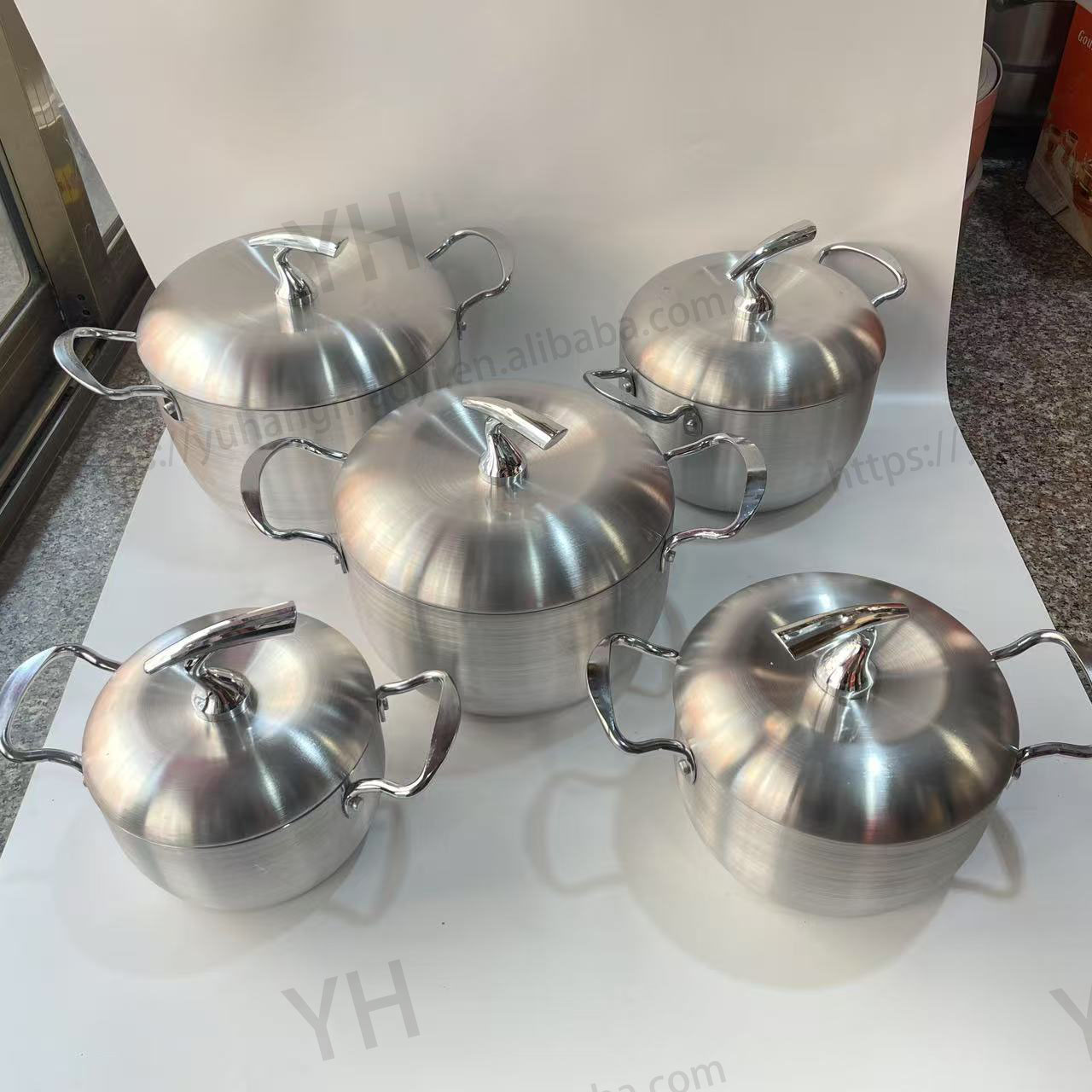 RTS Heavy Thick 10 Aluminum Pot Cookware Sets Jogo De Panela Casseroles 16-24CM Large Kitchenware Soup Stock Pots Pan Set