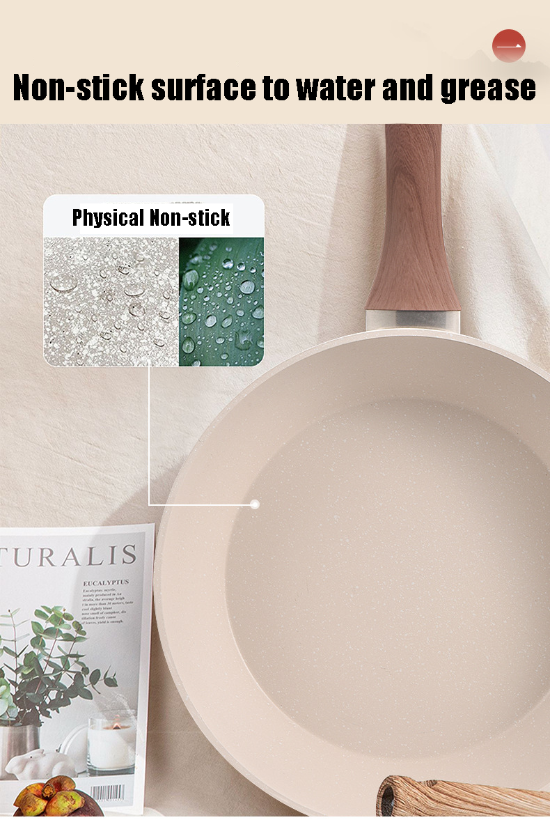 Medical Stone Wok Nonstick Flat Bottom Cast Aluminum Stir Fry Pan Non-Scratch Coating for Induction Ceramic Stoves Cookware