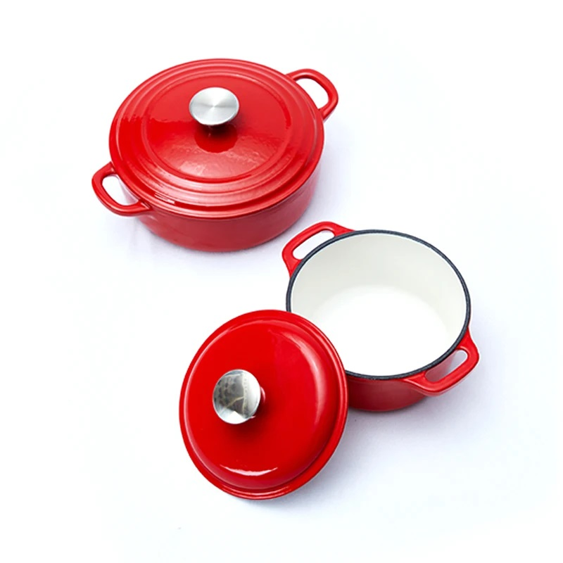 Premium Quality Enamel Cast Iron Cook Pot Red 22cm Round Dutch Oven Cookware