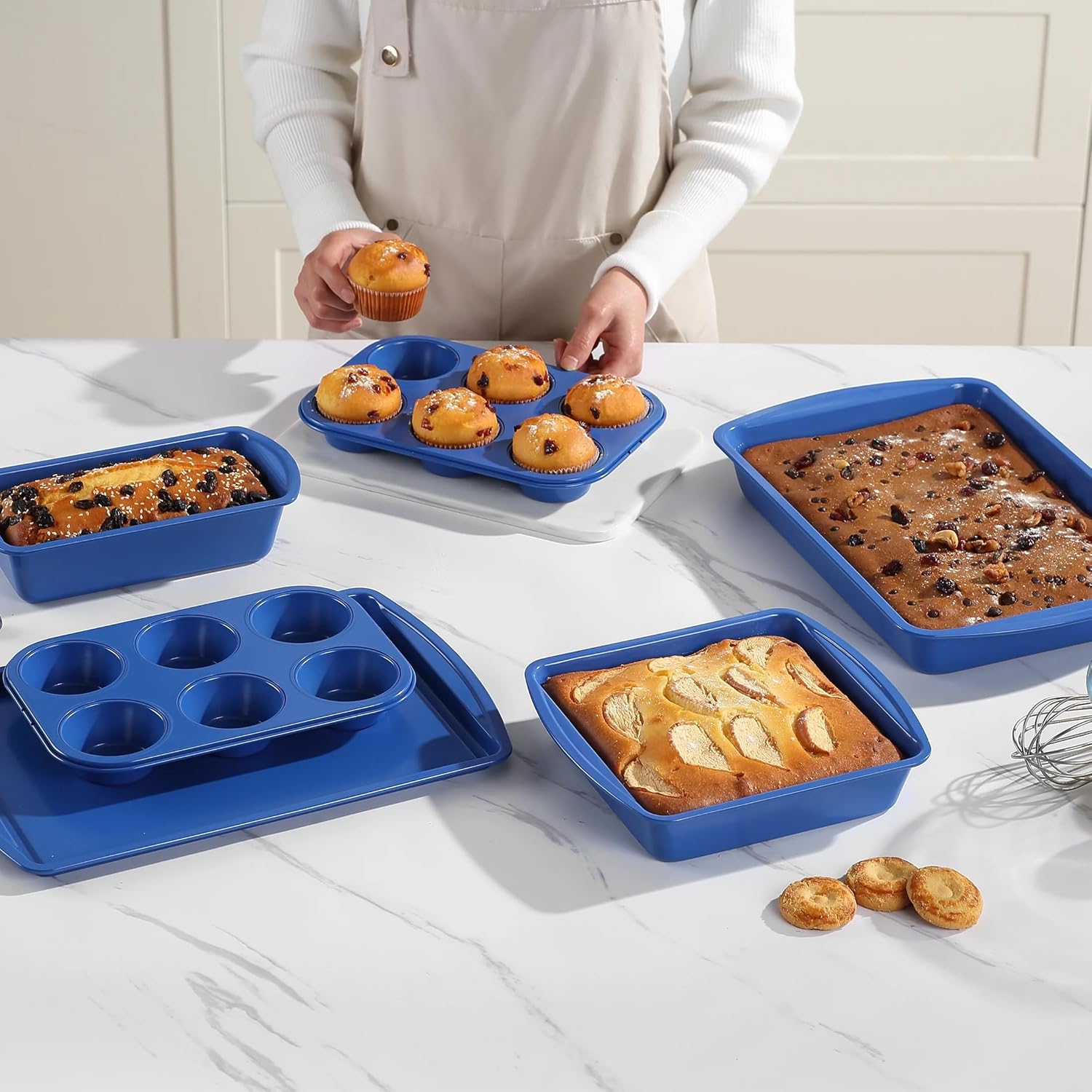 Bakeware Sets with OVAL RECTANGULAR &amp; PERFORATED Cake Pans Dishwasher &amp; Microwave Safe Packaged in Box