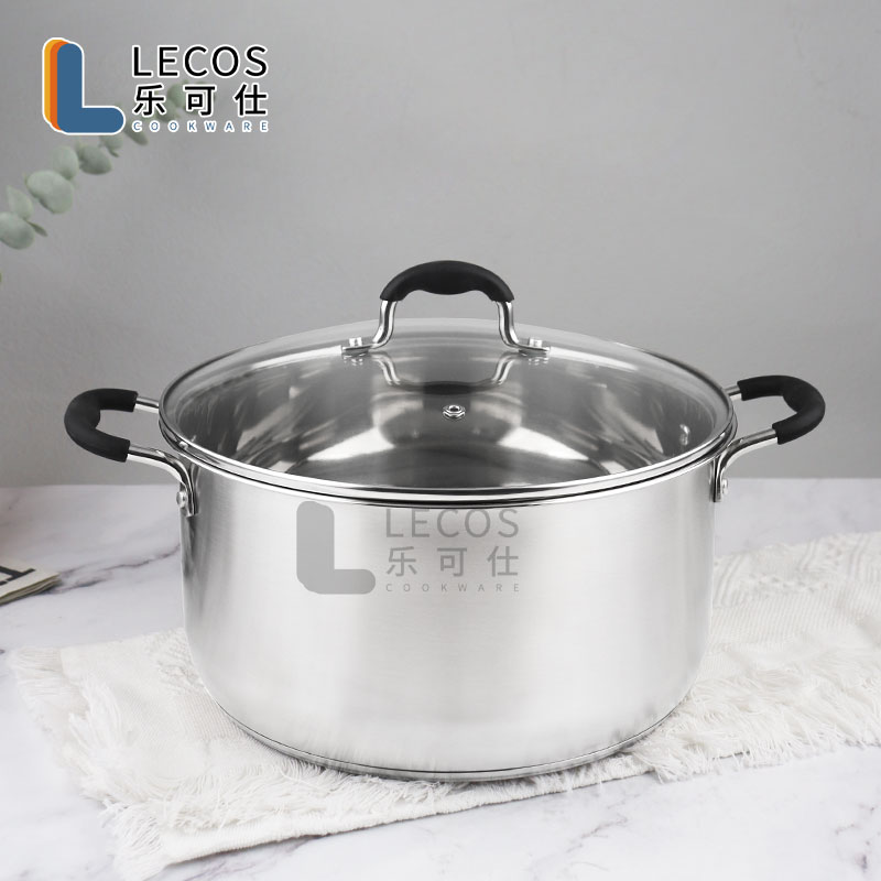LECOS Commercial Kitchen Catering Big Cooking Stockpot Simmering Pot Large Stainless Steel Soup Stock Pots for Restaurant