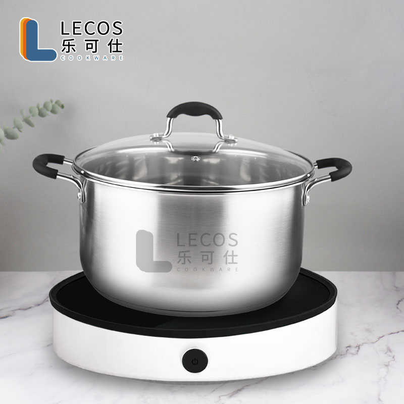 LECOS Commercial Kitchen Catering Big Cooking Stockpot Simmering Pot Large Stainless Steel Soup Stock Pots for Restaurant
