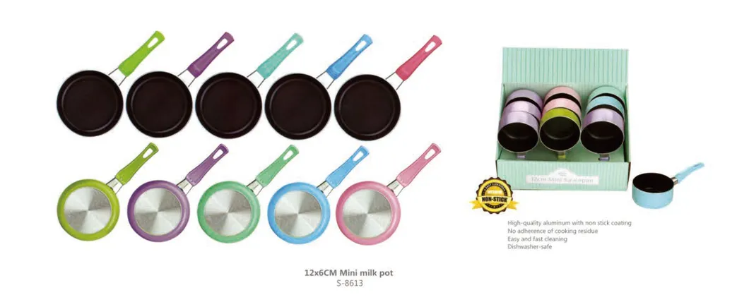 Pressed Aluminum Cookware Non-Stick Mini Milk Saucepan with Silicone Handle