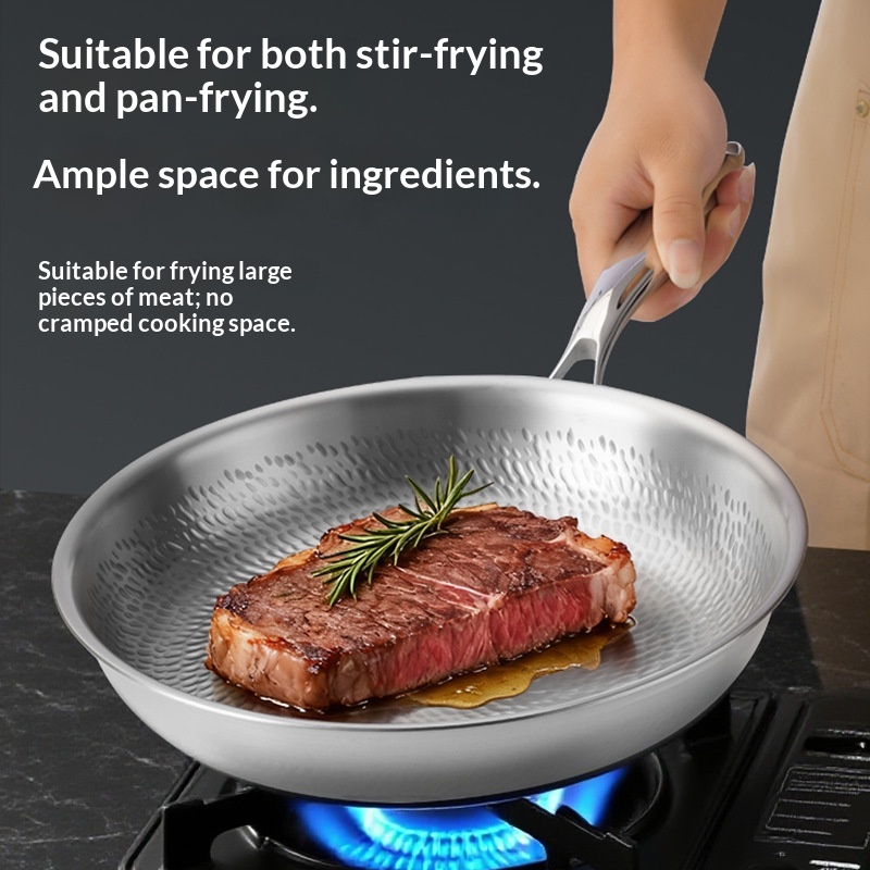 Pure Titanium Frying Pan Three-layer Base No Coating Modern Design Universal Gas/Induction Titanium Pans Cookware