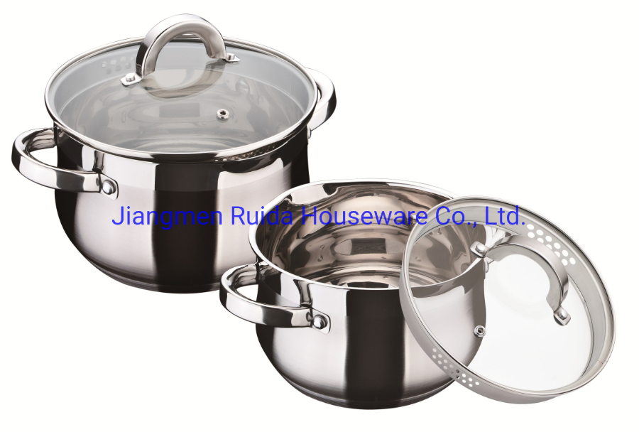 Cast Iron Cooking Ware Stainless Steel Kitchenware Cookware with Colander Glass Lid