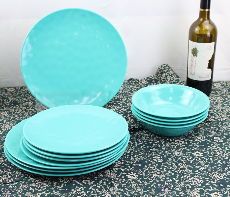 Factory Direct Supply Food Grade Melamine Plastic Cookware Sets Tableware 12PCS Dinner Set