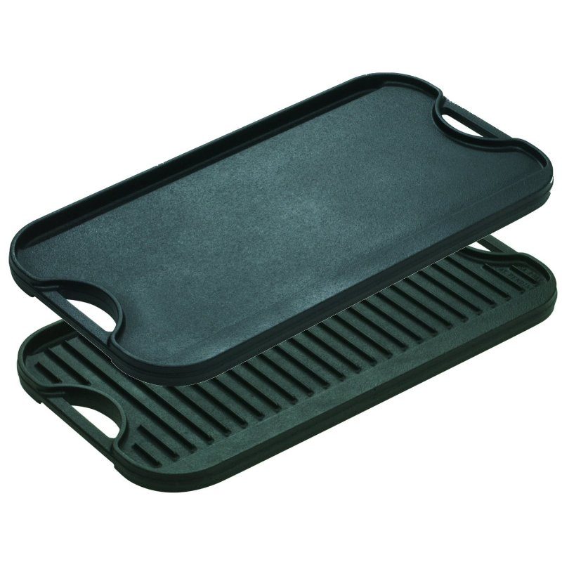 Cast Iron Grill Pan Rectangular Griddle Plate Double Used BBQ Grill Pan Home or Outdoor Garden Cookware