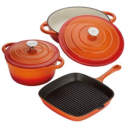 Wholesale Red Colour Cast Iron Cooking Set Enamel Cast Iron Pot Casserole Non Stick Cookware Sets