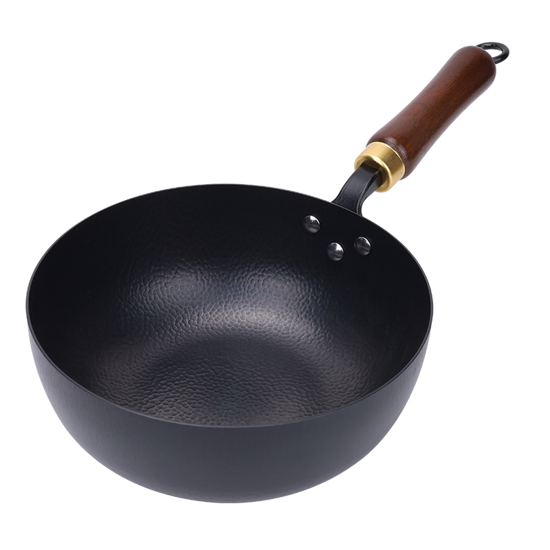 Wok Pan Hammered Wok Fish Scale Texture Stir Fry Pan Scratch Resistant Fast Heating Cookware for Gas and Induction