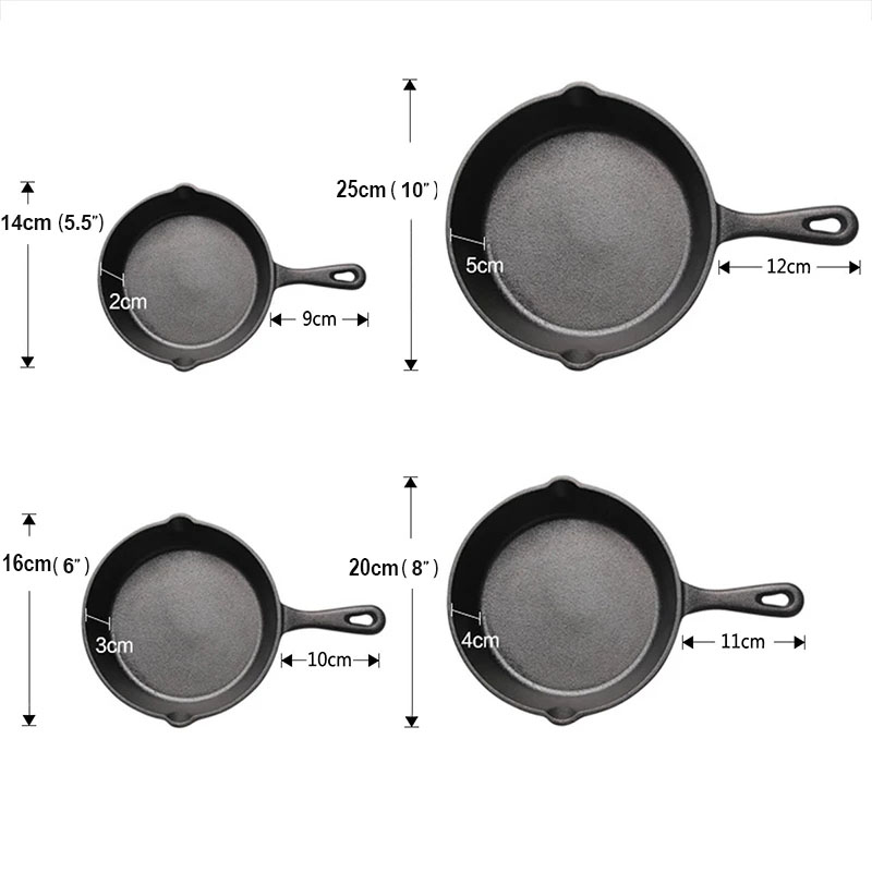 Pre-Seasoned Cast Iron Cookware Set Handle Induction Cooker Suitable Wok for Hotels Restaurants for Frying Grilling Skillets
