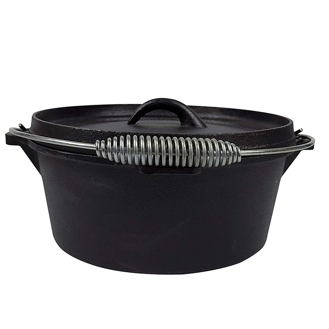 4 Quart Pre-Seasoned Cast Iron Dutch Oven with Lid Heavy Duty Camping BBQ Baking &amp; Cooking Pot