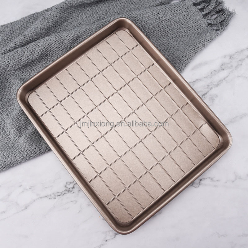 Rectangular 60 Grids Baking Pan Non-stick Snowflake Pastry Bakeware with Live Bottom Cake Mold