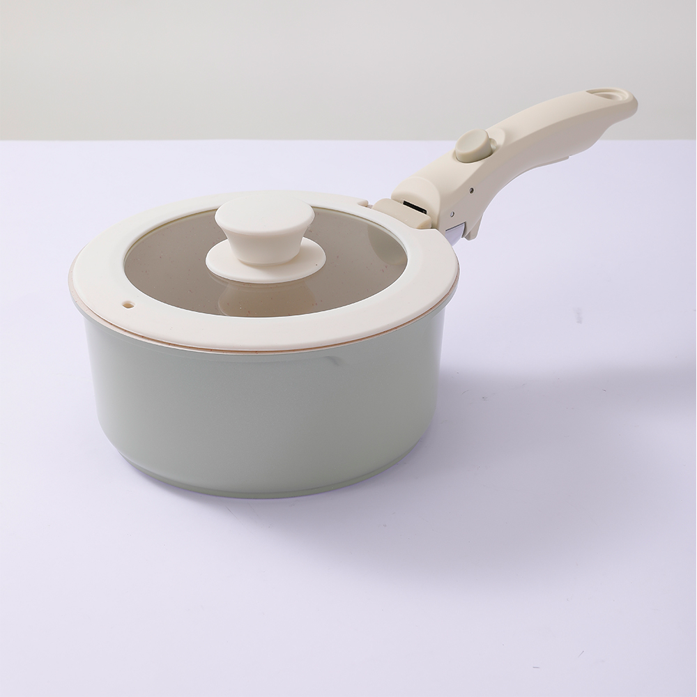 Dropship Non Stick Ceramic Coating Fry Pan and Saucepan Set Cookware Set With Detachable Handle
