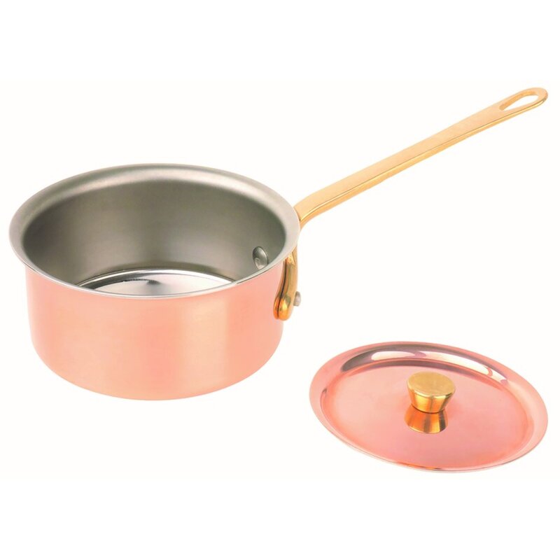 Premium Heavy Copper Sauce Pans Metal Kitchenware Set Elegant Durable Cookware Ideal For Home Hotel And Restaurant Use