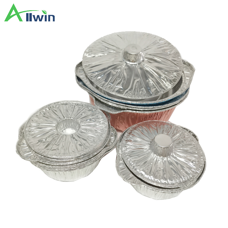 5 Sizes Disposable Quart Aluminum Foil Pot Disposable Cooking Pots With Lids For Vacation Trips Camping Heating Cooking