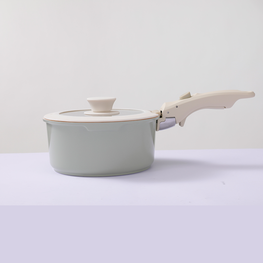 Dropship Non Stick Ceramic Coating Fry Pan and Saucepan Set Cookware Set With Detachable Handle