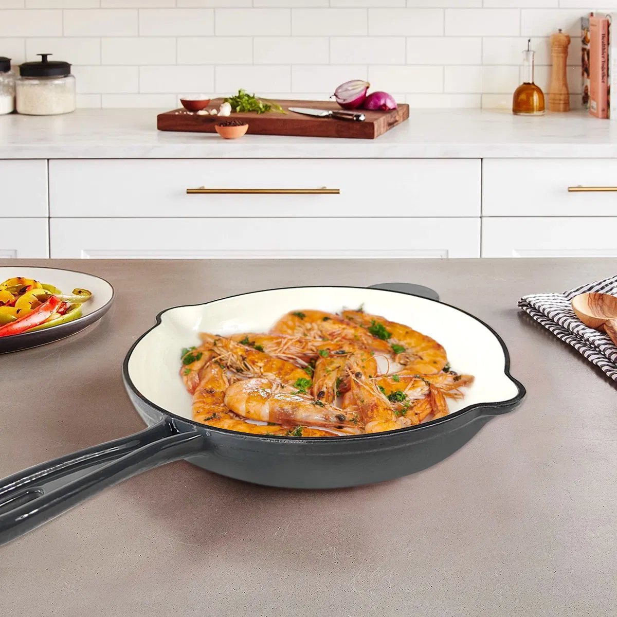 10" Cookwin Chefs Pan Cast Iron Chef Pan Classic Grill Pan Cast Iron Cookware