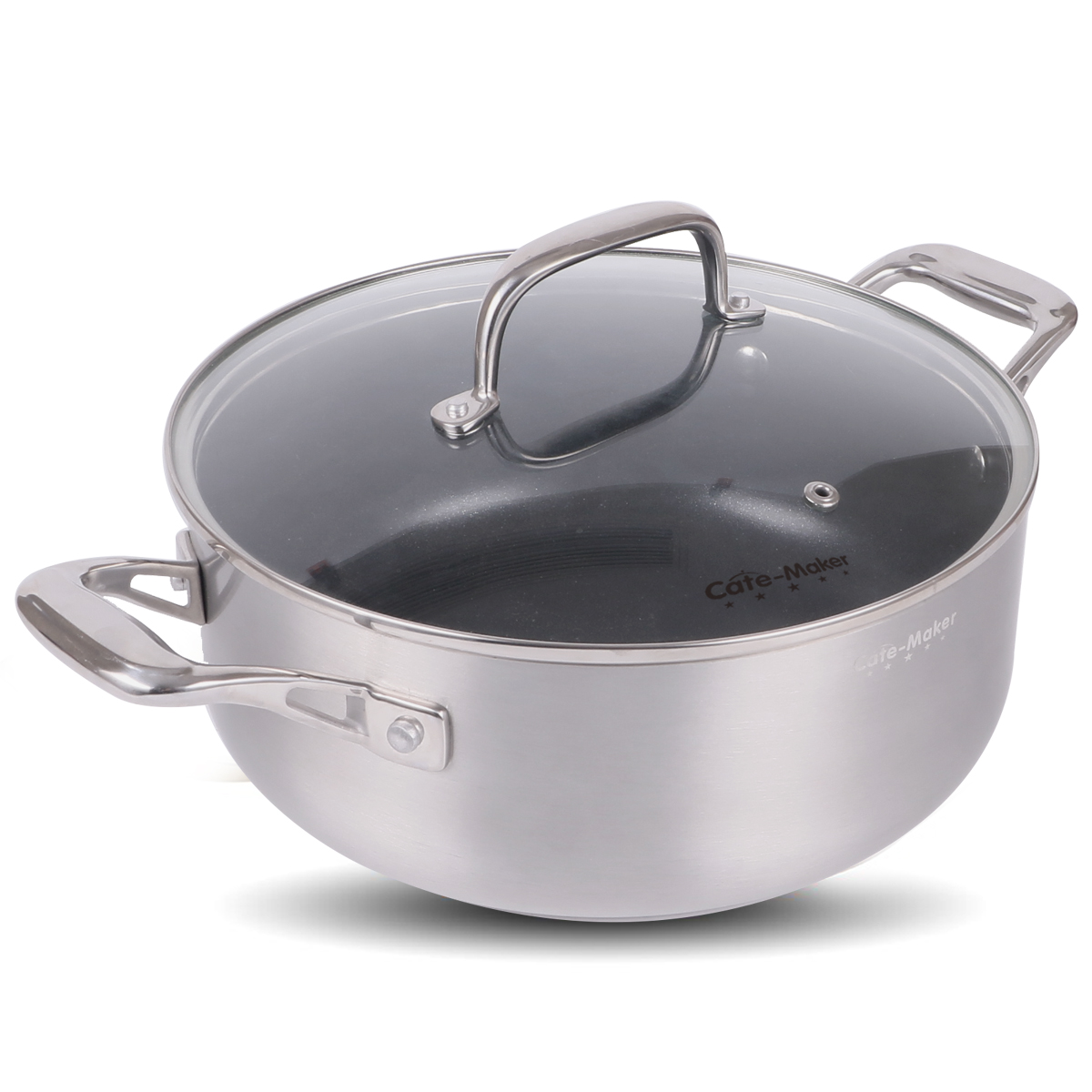 Kitchenware Non-Stick Stainless Steel Aluminum-Clad Fry Pan with Non-Stick Coating Professional Restaurant Kitchen
