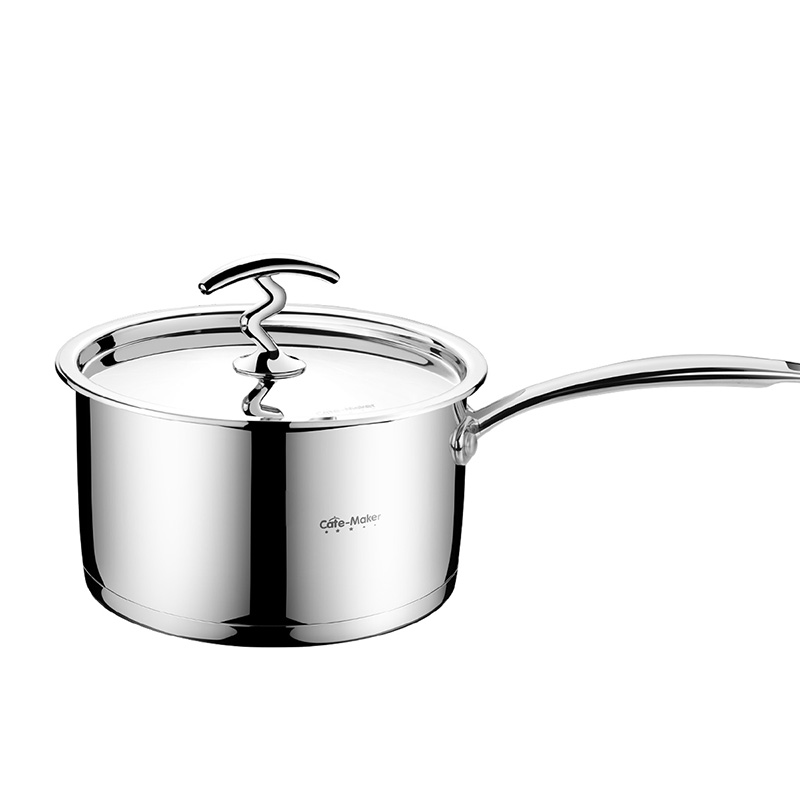18cm Stainless Steel Modern Saucepan Induction Compatible Milk Pot with Non-stick Composite Bottom Eco-Friendly Durable Cookware
