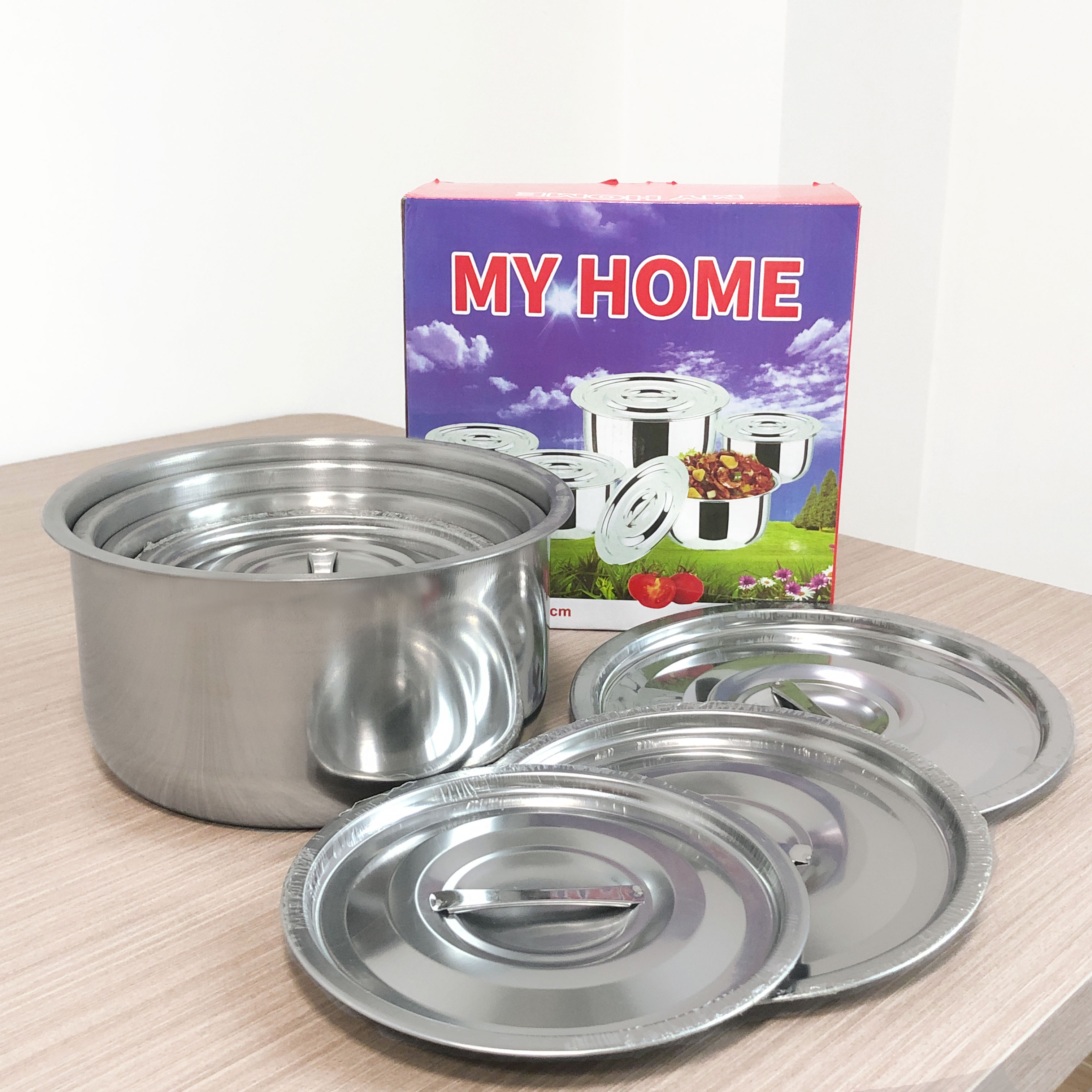 Cheap 5 Pcs Soup Stock Pots Bowl Cooking Pots Casseroles Kitchen Utensils Food Storage Containers Stainless Steel Cookware Sets