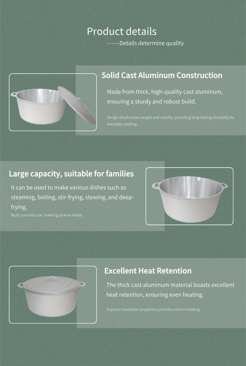 Wholesale Cast Aluminum Cookware Pot Thick Body Scratch Resistant Even Heat Distribution Aluminum Pot